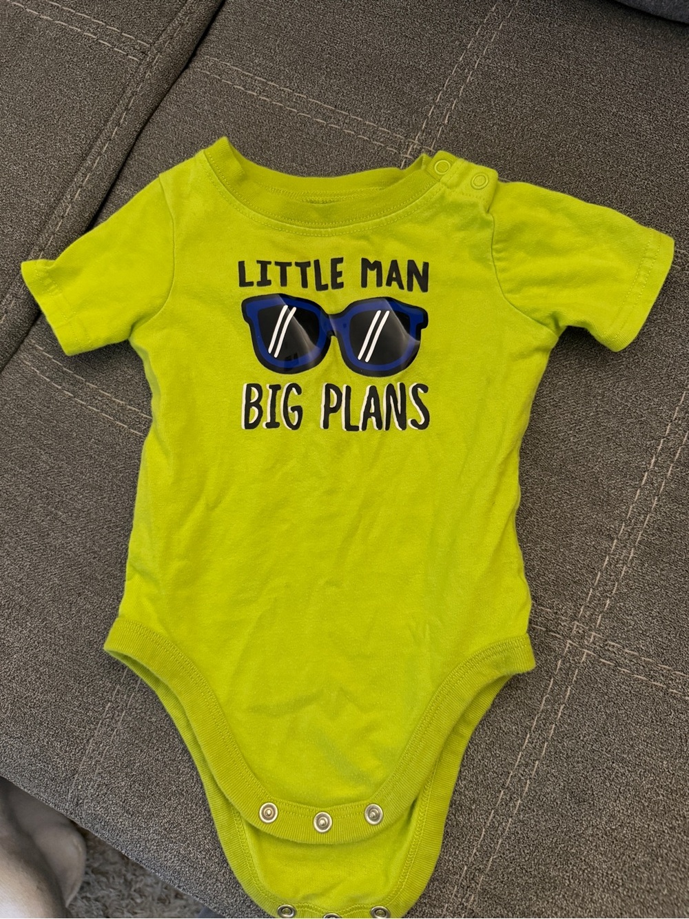 Little Man Big Plans Lime Green Baby One Piece